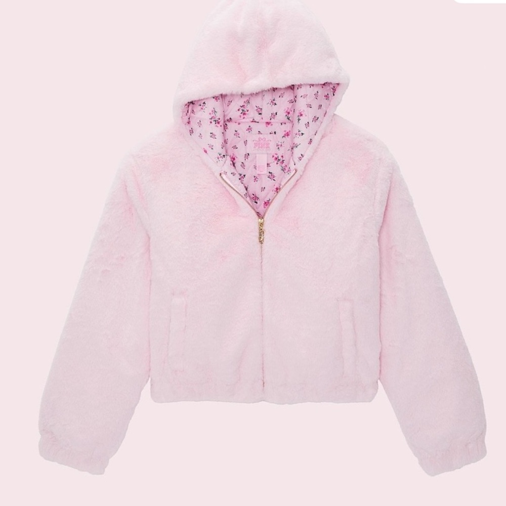 PINK Victoria's Secret x LOVESHACKFANCY Soft Pink faux fur Puffer Jacket - Picture 7 of 7